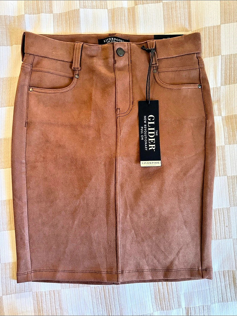 Liverpool The Glider Faux Suede Pencil Skirt Size 4/27 NWT